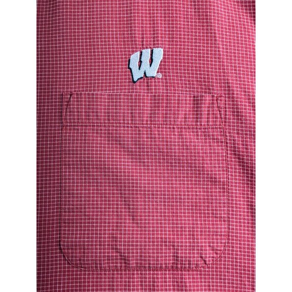 Wisconsin Badgers Crable Sportswear NCAA Red Checkered Mens Med Button-Up Shirt - Picture 5 of 14